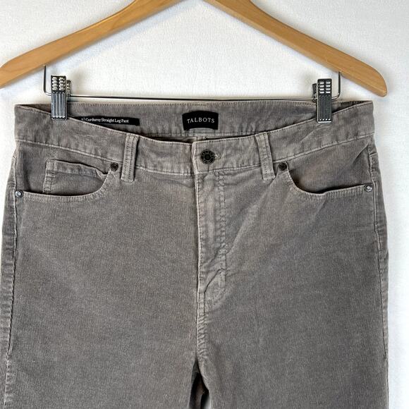Talbots Corduroy Pants Womens 8 Gray Straight Leg Stretch Cords Jeans - Picture 3 of 8